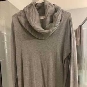 Michael Kors gray cowl neck sweater with fringe